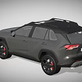 Black Toyota SUV Featuring Roof Rack And Black Alloy Wheels Design