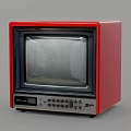 Vintage Electronic TV With Red Case Screen Control Buttons And Display Panel 3d model