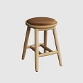 Wooden Bar Stool With Brown Padded Seat And Sturdy Legs Classic Design