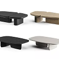 Modern Coffee Tables in Black Light Brown Gray with Matte Wood and Irregular Shape Design