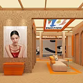 Stylish Warm Wooden Fashion Clothing Store Interior With Cozy Lounge Space And Attractive Brand Posters