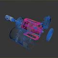 Industrial Mechanical Component With Orange Metal Roller Gear And Shaft Structure 3d model