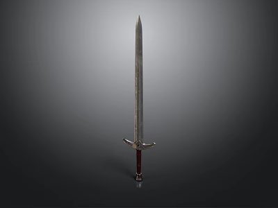 Classic Metal Sword With Sharp Blade And Intricate Hilt Design On Dark Background 3d model