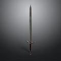 Classic Metal Sword With Sharp Blade And Intricate Hilt Design On Dark Background