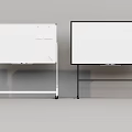 Two Standing Whiteboards One With Papers And Digital Control Panel On Rolling Stands 3d model