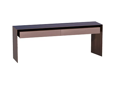 Modern Console Table With Sleek Dark Wood Design And Storage Drawers 3d model