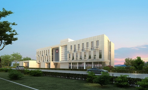 modern hospital building 3d model