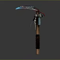 Artistic Decorative Curved Blade Tool With Colorful Pattern Metal Parts Wooden Handle And Red Accents