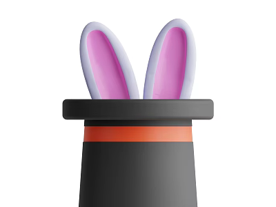 Black Magician Style Hat With Pink Rabbit Ears On Top 3d model