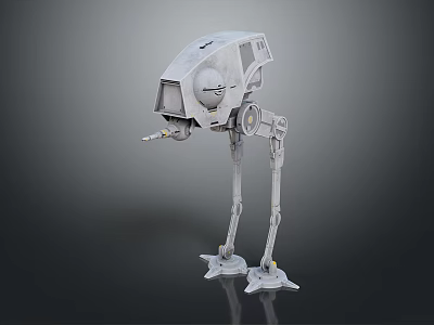 Sci Fi Mechanical Walker Robot Character With Long Legs And Cockpit Structure Design 3d model