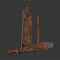 3D Modeled Sci-Fi Architectural Components With Rustic Metal Texture And Futuristic Design