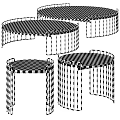 Round Modern Dining Tables With Metal Frames And Marble Tops In Black And Gold