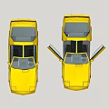 Yellow Sports Cars Featuring Open Hood And Doors Against Blue Sky