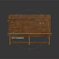 Rustic Solid Wooden Kitchen Storage Cabinet With Open Shelves Countertop And Drawers