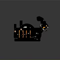 Detailed Mechanical Robot Arm Featuring Black Body And Orange Joints On Gray Background