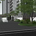 Residential Landscape With Lush Greenery Lawn Pavilion Pathways And Seating Areas