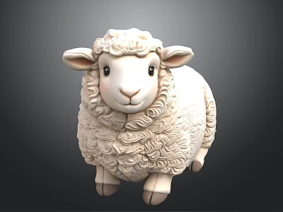 White Sheep Plush Toy with Curly Wool and Adorable Face Soft Stuffed Animal 3d model