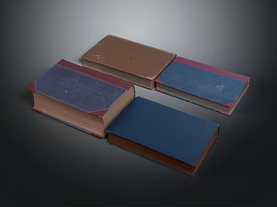 Vintage Hardcover Books With Colorful Covers And Classic Design For Home 3d model