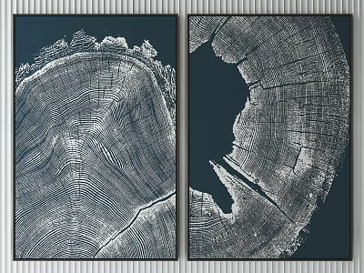 Minimalist Tree Rings Wall Art With Dark Background For Home Decor 3d model