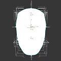 White Male Face Mask With Red Grid Lines And Facial Structure Design