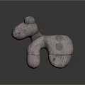 Abstract Concrete Creature Character With Rounded Features Crouching In Rough Spotted Texture 3d model