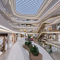 Stylish Modern Shopping Mall Hall With Cute Plush Dolls Lush Greenery And Warm Ambient Lights