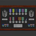 Wooden Frame Display Case With Military Medals Ribbons Emblems And Plaque