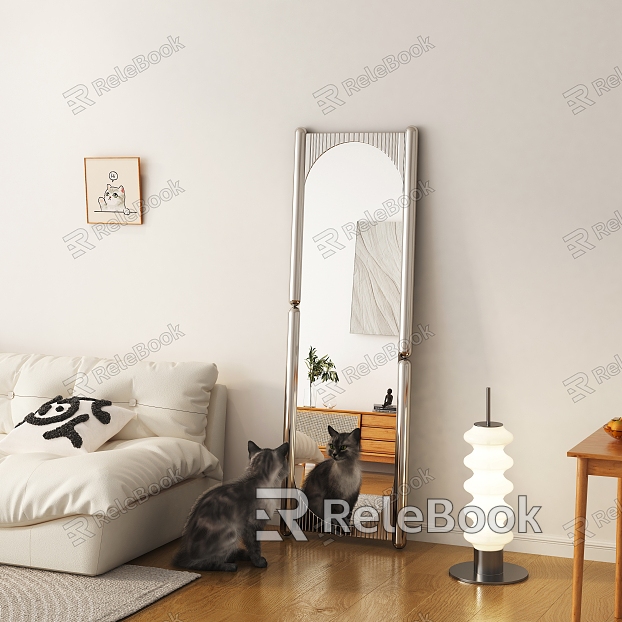 Silent Wind Floor Mirror Sofa Floor Lamp Cat model