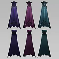 Character Cloaks In Various Colors With Decorative Patterns And Designs 3d model