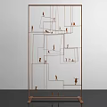 Modern Art Installation With Wooden Frame Circular Cutouts Staircase And Small Figures