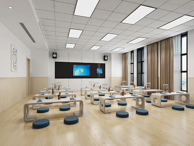 Modern Classroom Study Classroom 3d model