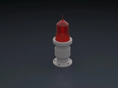 Outdoor Industrial Warning Light With Red Top And White Base Structure 3d model