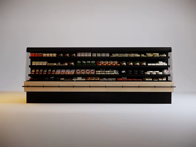 Modern Retail Display Shelf With Multilayer Organized Snacks And Beverages In Store 3d model
