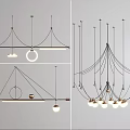 Modern Chandelier Designs With Geometric Shapes Multiple Bulbs And Metal Frames 3d model
