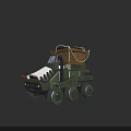 Green Military Armored Tank With Cargo Load And Multiple Wheels
