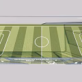 Intercontinental Football Stadium Design With Green Grass Pitch And Goalposts