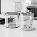 Modern Tableware Set with Glass Bottles Metal Containers and Serving Trays 3d model