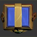 Blue And Gold Chest With Green Gem Star Shaped Ornament And Chain