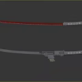 Traditional Japanese Katanas With Red And Silver Blades And Decorative Handles