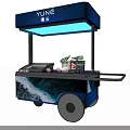 YUNE Green Cloud Blue Mobile Functional Cart With Wave Pattern And Display Screen 3d model