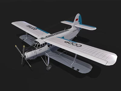Vintage Silver Gray Biplane With Red Tail Emblem Blue Details And Number 0000 3d model