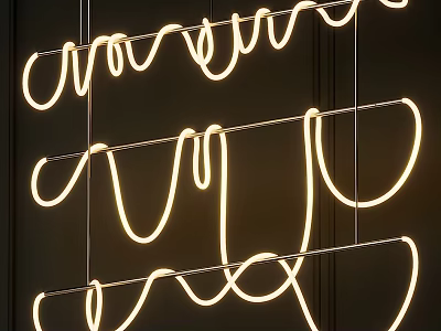 Creative Abstract Pendant Light With Curved Lines And Illuminated Design For Modern Spaces 3d model