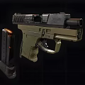 Modern Tactical Handgun Firearm With Textured Grip Slide And Safety Parts