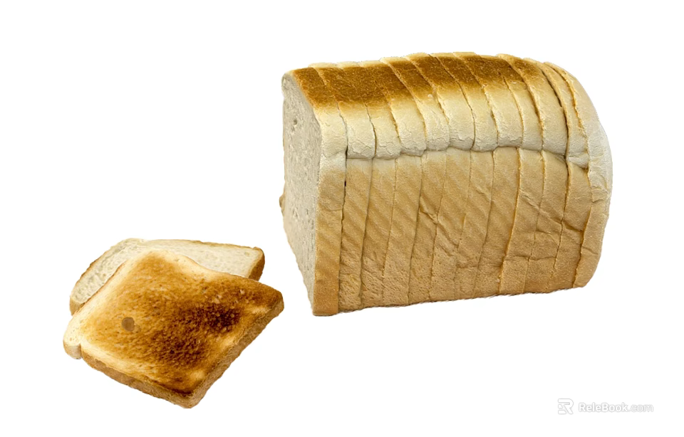 Fresh Sliced Bread Loaf With Golden Toasted Slices And Crusty Edges 3d model 