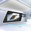 Modern Exhibition Hall Interior With White Booths Digital Screens And Info Panels 3d model