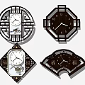 Chinese clock and clock 3d model