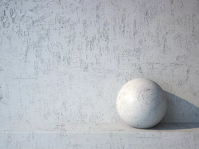 White Sphere Construction Component Against Textured White Wall On Flat Surface 3d model