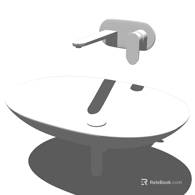 Modern Bathroom Interior With Round Ceramic Washbasin And Wall Mounted Faucet 3d model 