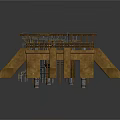 Industrial Mechanical Structure With Square Grid Top Support Legs And Metal Pipes