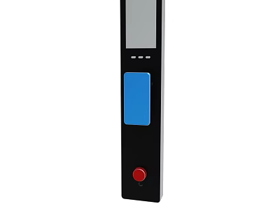 Black Electronic Device With Gray Screen Blue Panel And Red Button 3d model